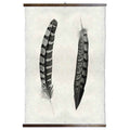 Grand Format Two Curved Feather Print with wood Hanger