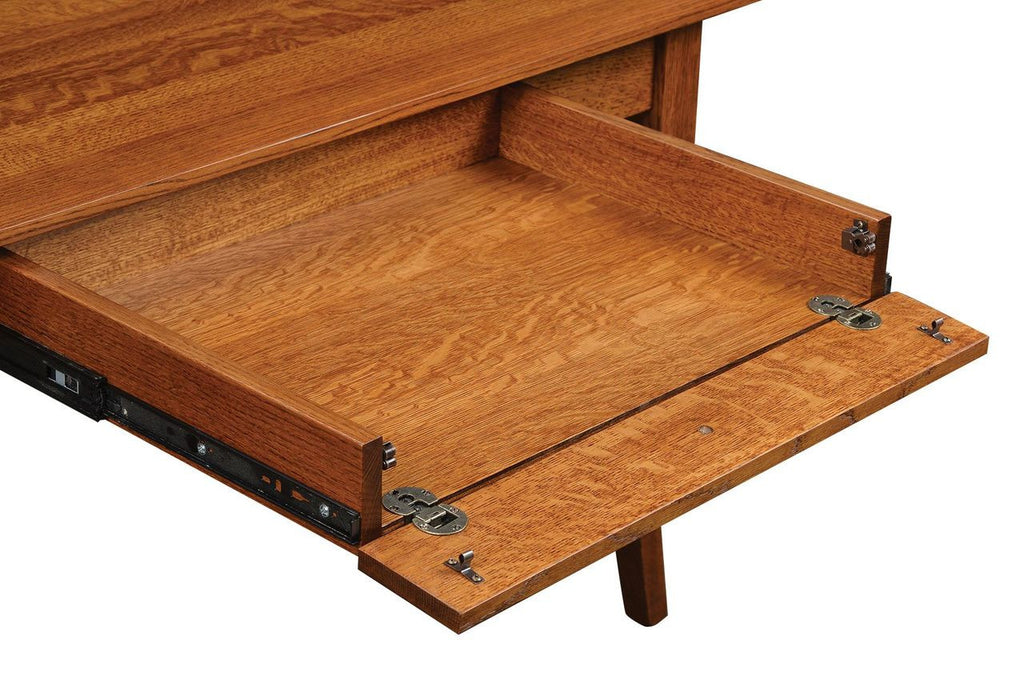 Cherry Valley Single Pedestal Jr. Executive L Desk with Hutch