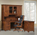 Cherry Valley Single Pedestal Jr. Executive L Desk with Hutch