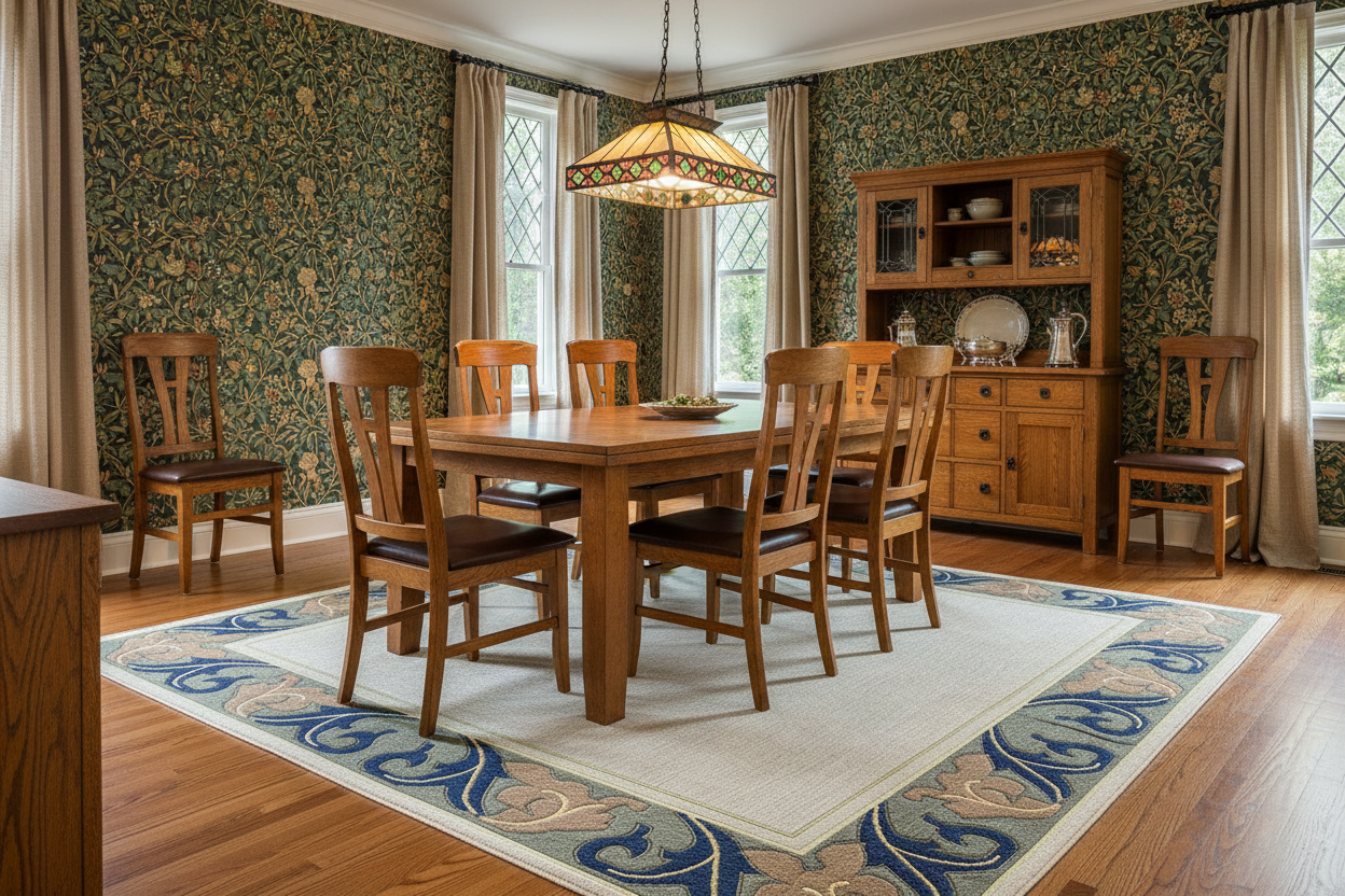 Voysey Border Rug - Arts & Crafts Dining Room