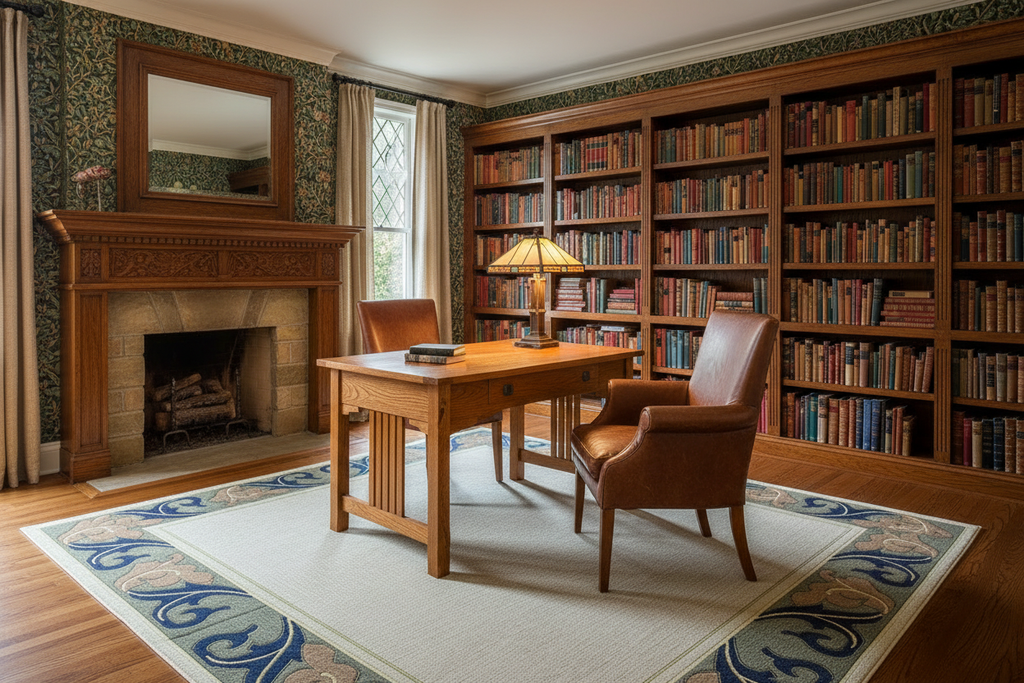Voysey Border Rug - Arts & Crafts Study