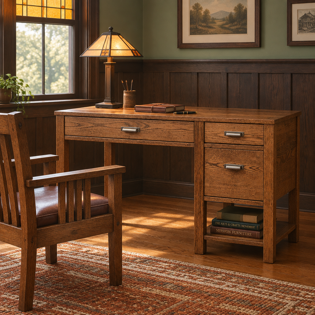 Wakefield Single Pedestal Desk in a Craftsman study
