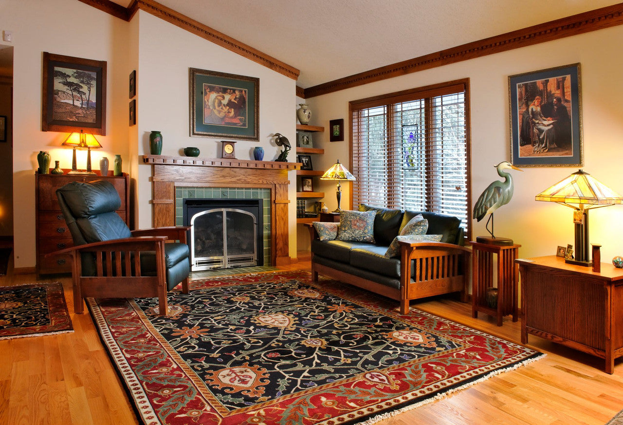 Black Tree Hand Knotted Wool Area Rug PC-37A – 8x10 Living Room Shot