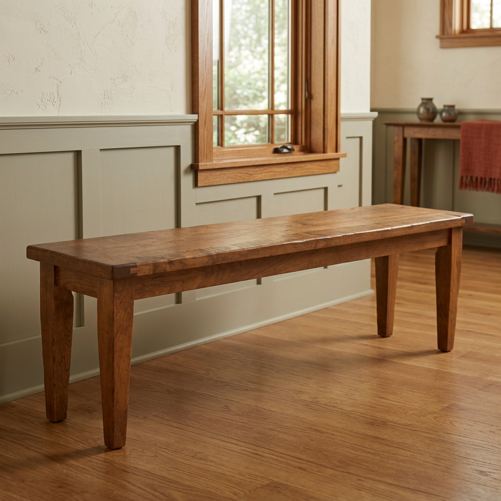 Wellington bench in a warm Craftsman entryway