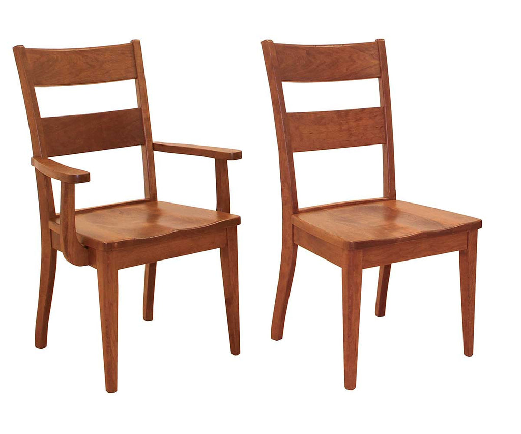 Two wooden chairs on a white background