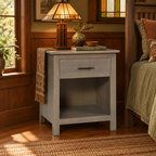 Williamsport 1-Drawer Nightstand lifestyle image in an Arts & Crafts bedroom