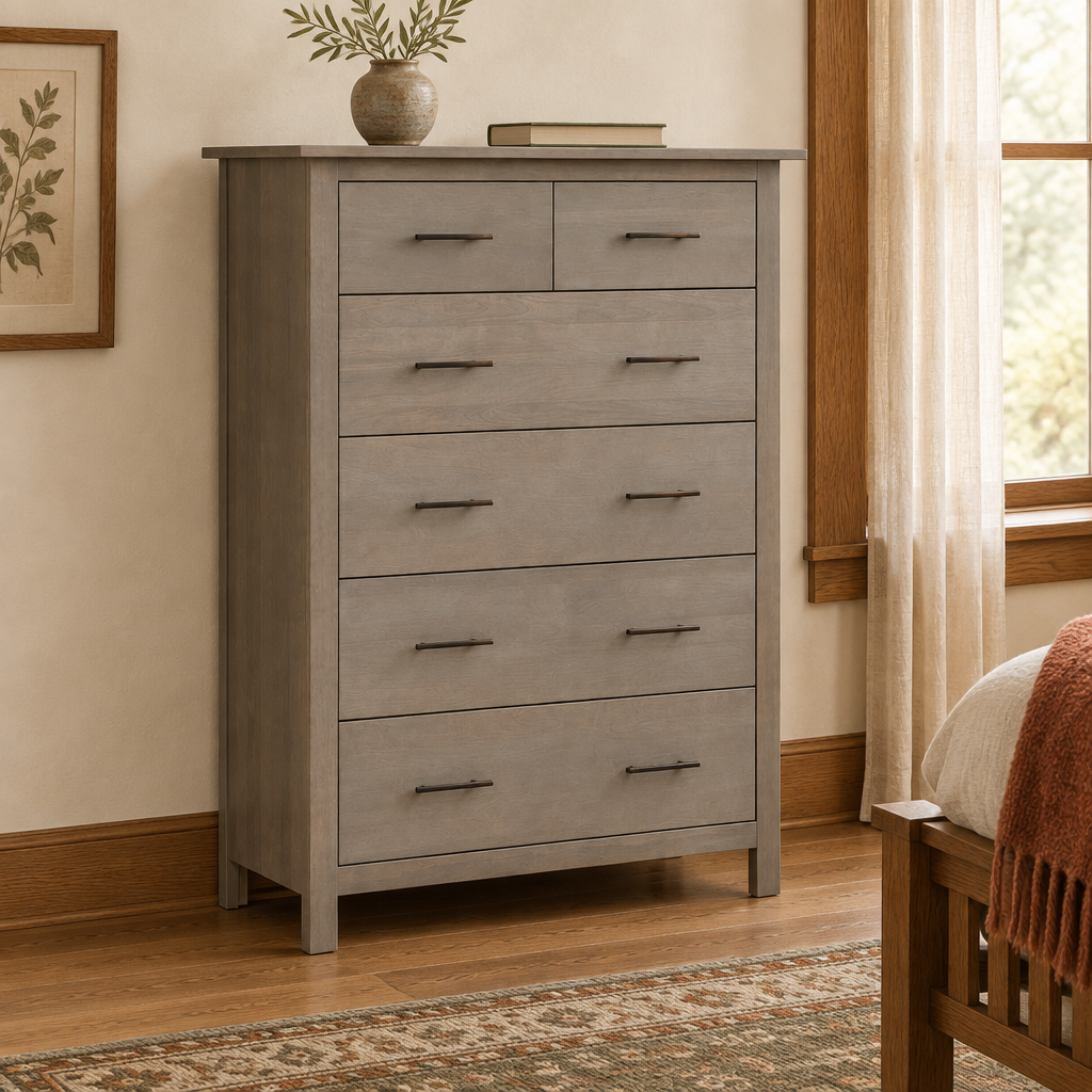 Williamsport chest of drawers in a warm Craftsman bedroom