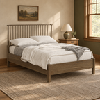 Windsor bed in a warm Craftsman bedroom